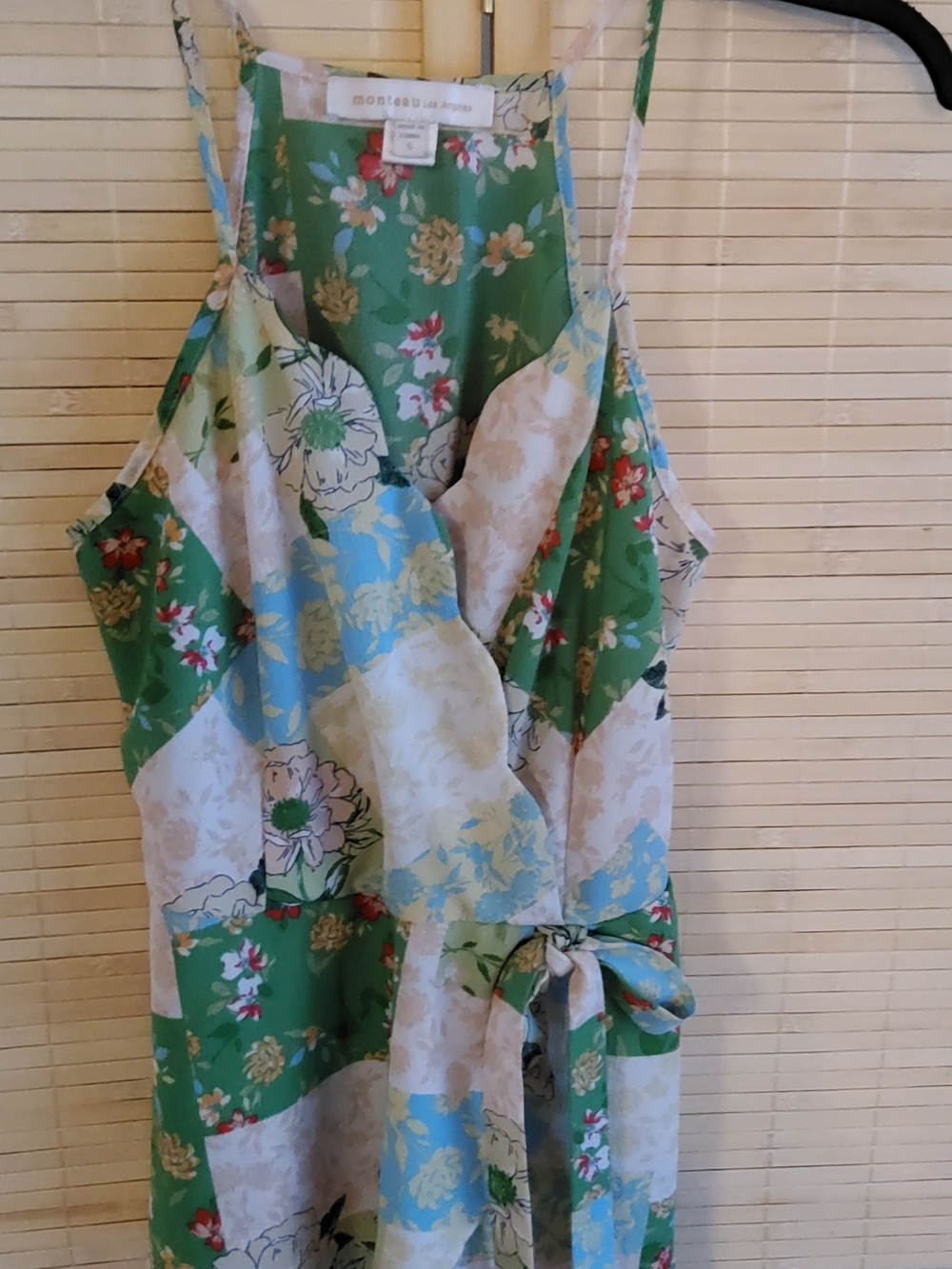 Monteau Green Floral Patchwork Peplum Top